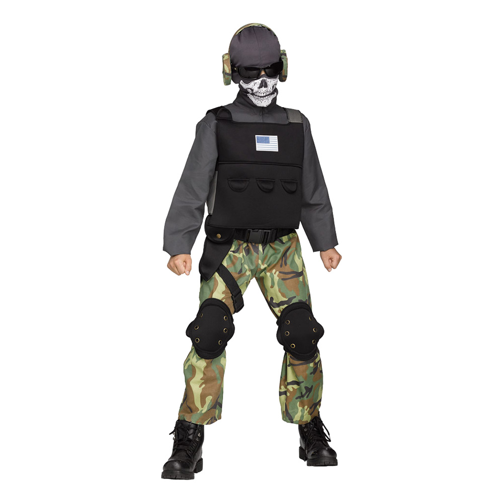 Dödskallesoldat barn maskeraddräkt partykungen.se