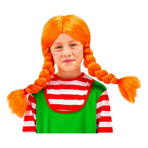 Orange Barnperuk med Flätor Orange Barnperuk med Flätor