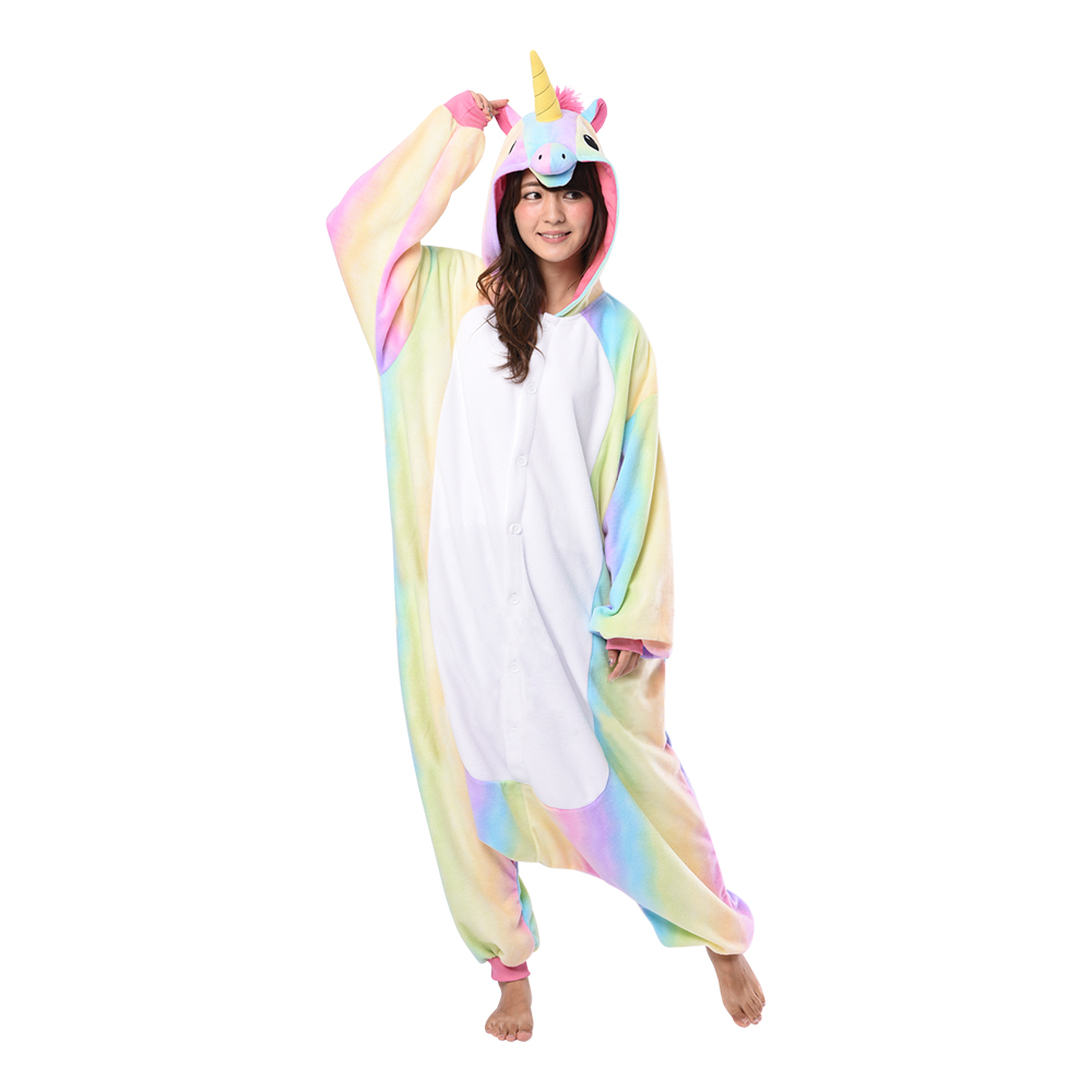 Maskeradkläder Vuxna - Enhörning Regnbåge Kigurumi - Medium Maskeradkläder Vuxna - Enhörning Regnbåge Kigurumi - Medium