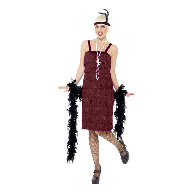 Maskeradkläder Vuxna - Flapper Vinröd - Small Maskeradkläder Vuxna - Flapper Vinröd - Small