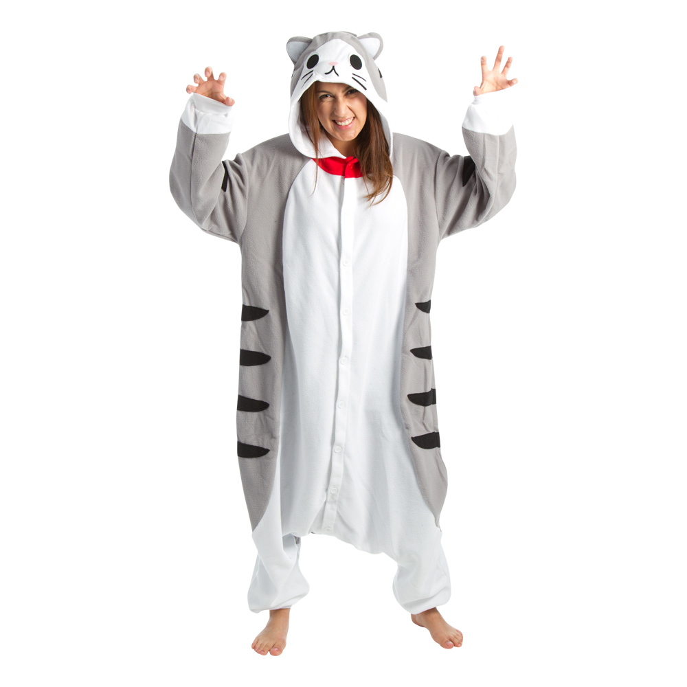 Maskeradkläder Vuxna - Grå Katt Kigurumi - Medium Maskeradkläder Vuxna - Grå Katt Kigurumi - Medium