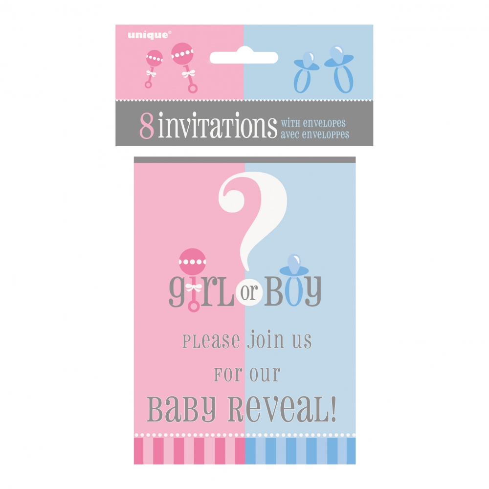 Inbjudningskort Girl or Boy - 8-pack