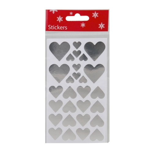 Stickers Hjärtan Silver - 20-pack