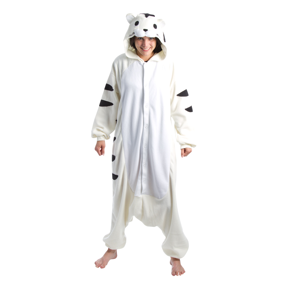 Maskeradkläder Vuxna - Vit Tiger Kigurumi - Medium Maskeradkläder Vuxna - Vit Tiger Kigurumi - Medium